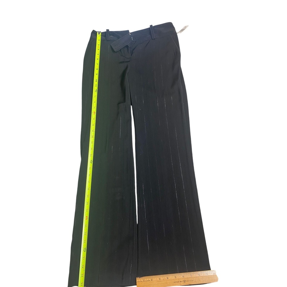 Attention Womens Size 4 Black Pinstripe Wide Leg Dress Pants Belted NWT New